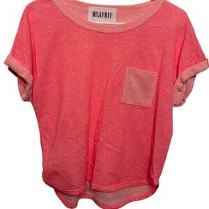 Milkyway Shirt Womens medium Pink Crop Boxy Minimalist Relaxed Athleisure